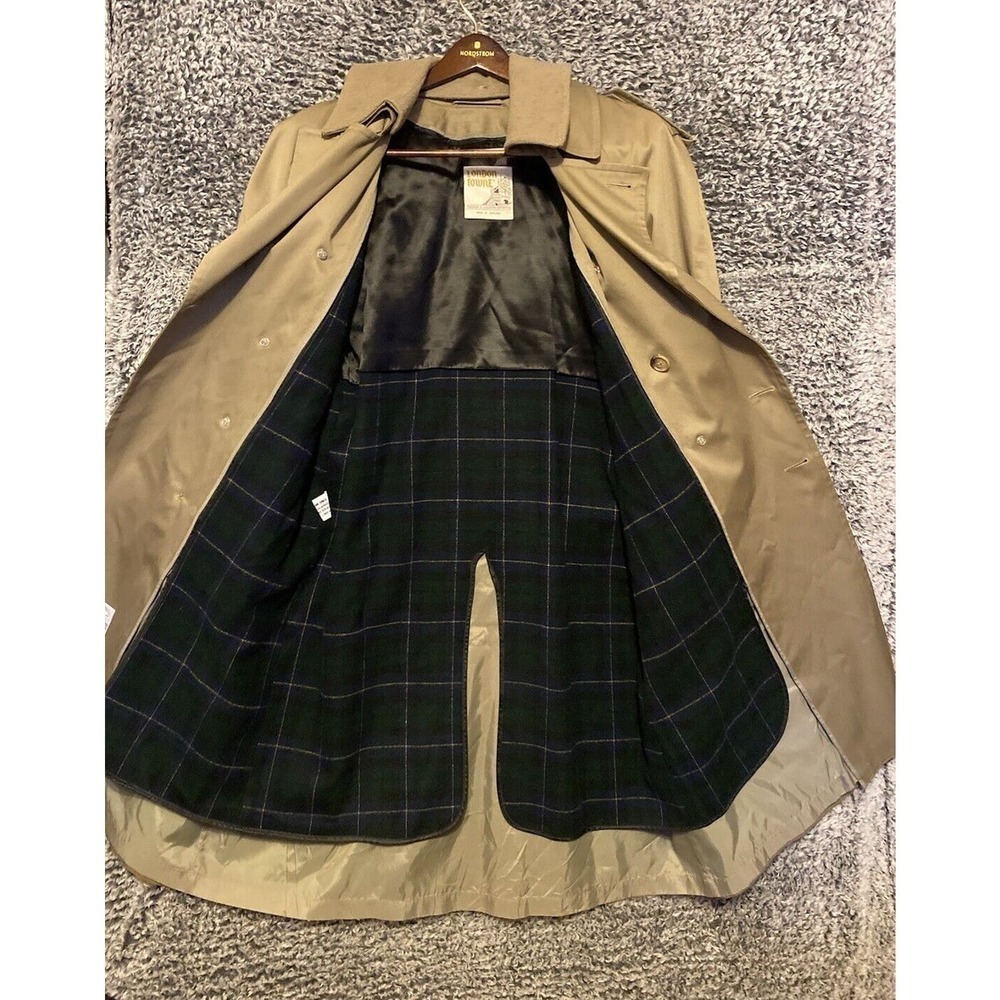 MEN'S LONDON FOG TOWNE TRENCH COAT SIZE 40 SHORT TAN LINED BELTED